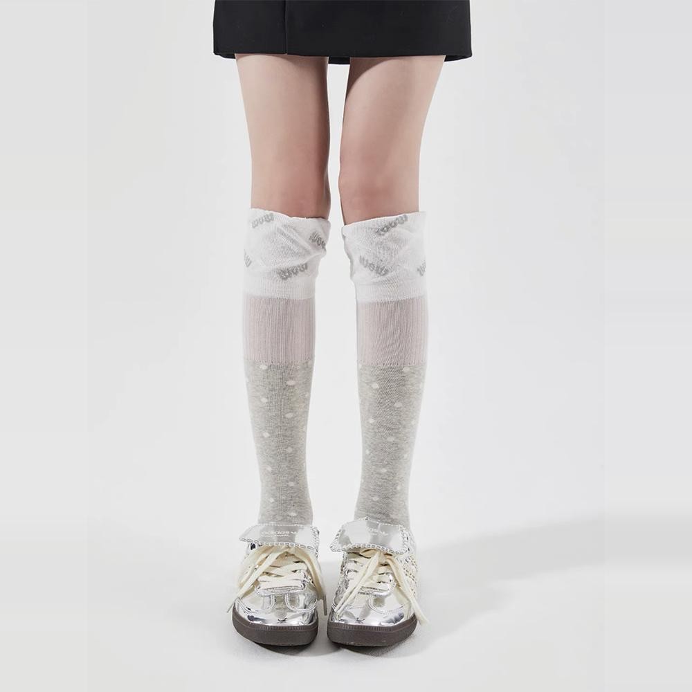 New Women's Calf Socks With Spring And Summer Patchwork, Bubble Mouth, Polka Dot, Artistic Pile Socks, Retro And Elegant