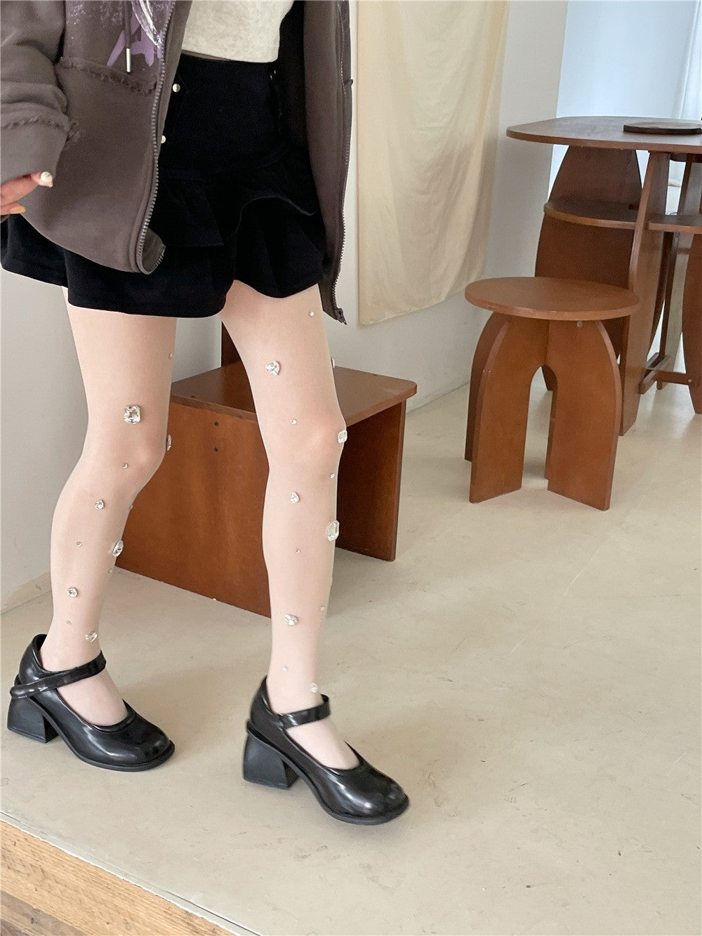 Handmade Rhinestone Stockings For Women, Translucent Pantyhose, Summer Thin Design