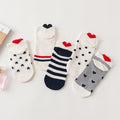 Cute 3D Heart Heel Ankle Socks, Nautical Star Stripe & Polka Dot Short Socks, Women's Casual Sweet Low-Cut Socks For Daily Wear