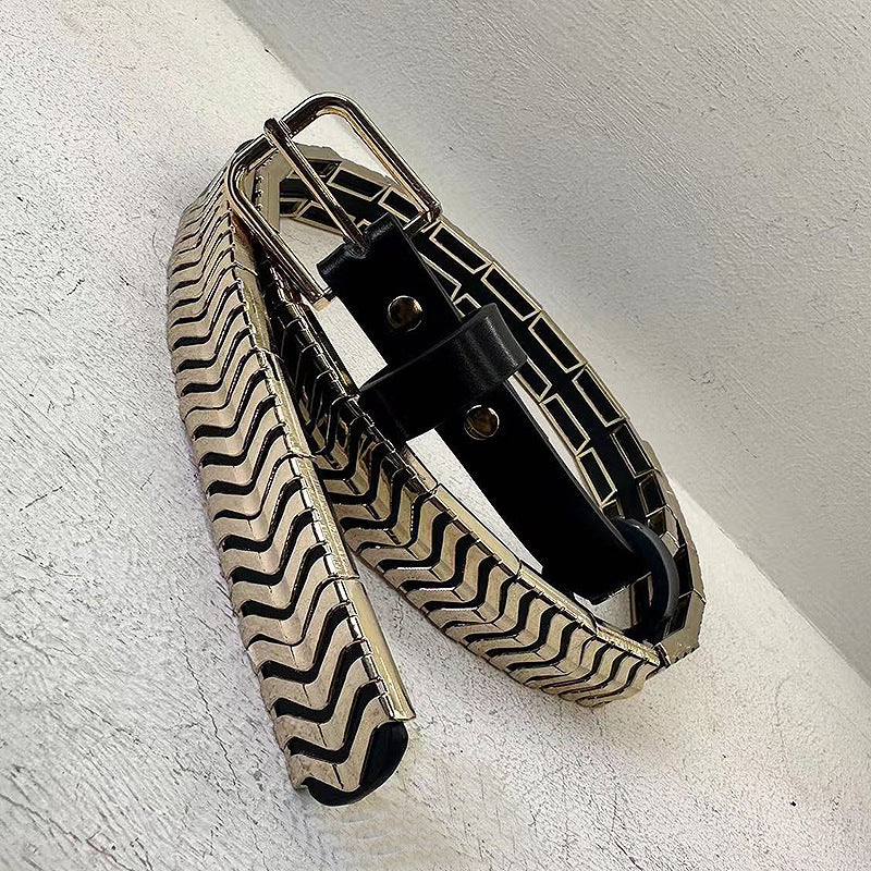 Personalized Metal And Genuine Leather Belt Versatile For Women