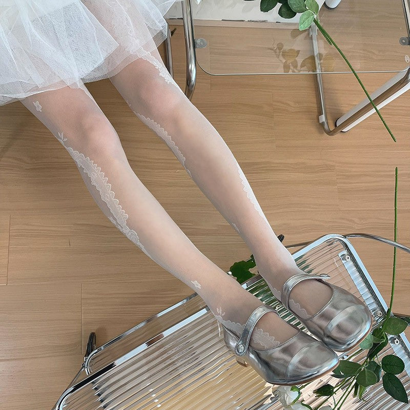 Flower Stockings Solid Color Rose Sexy Base Stockings Women's Pantyhose