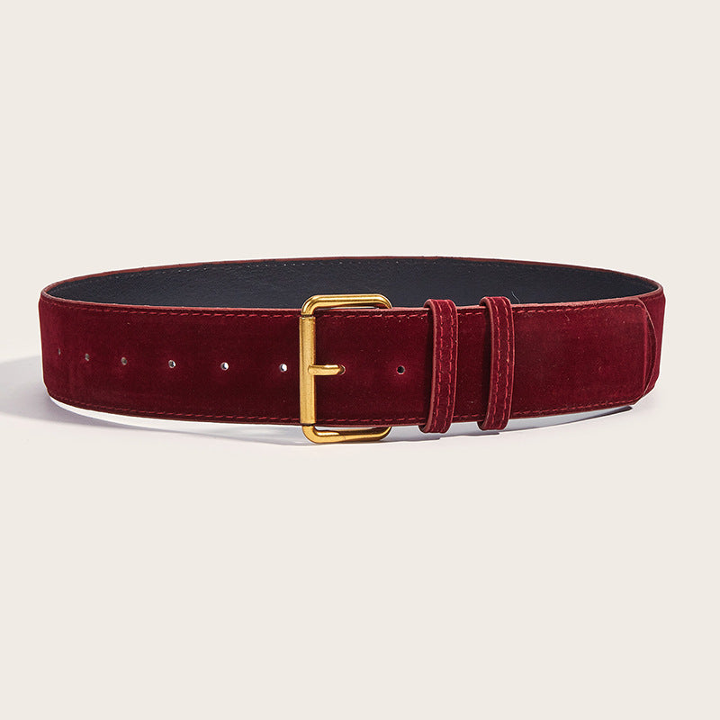 Womens Wide Suede High-end Minimalist Versatile Belt