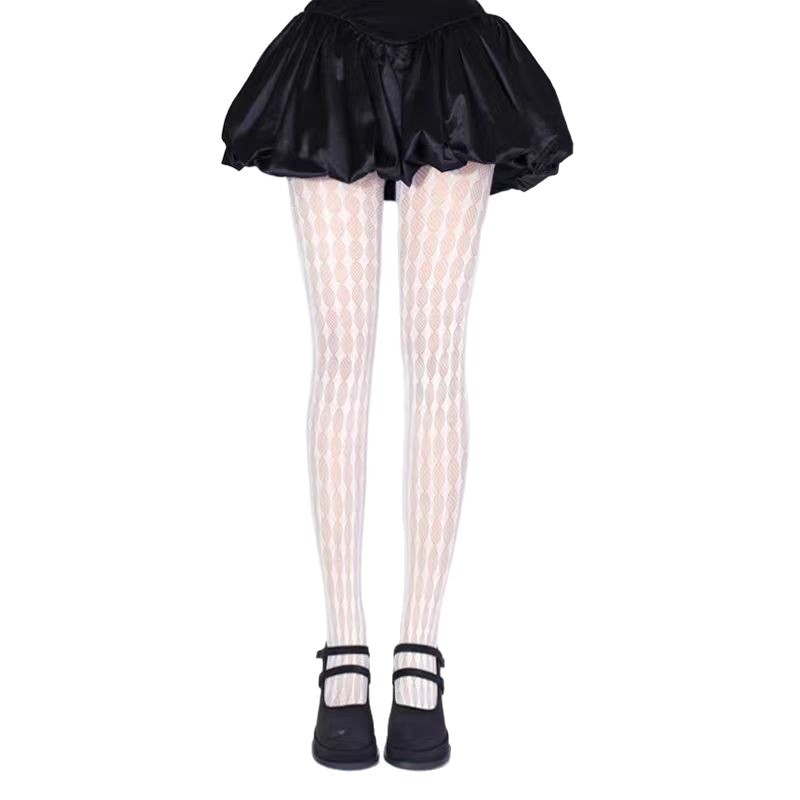 Hollow Out Diamond Grid One-piece Bottom Socks For Women, Breathable And Thin, Slimming And Tight Fitting, Ankle Length Pantyhose