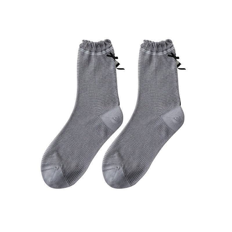 Women's Sweet Ballet-Style Butterfly Knot Thigh-High Socks With Breathable Thin Design For Summer Boneless Glass