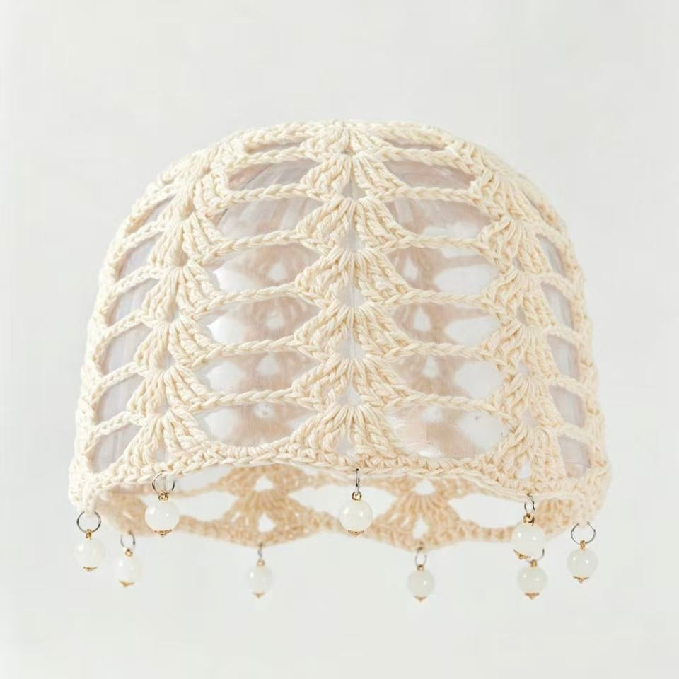 Cross-border Bestseller Spring Autumn Thin Hollow Out Hand-Knitted Beaded Woolen Hat, Beanie Skull Cap