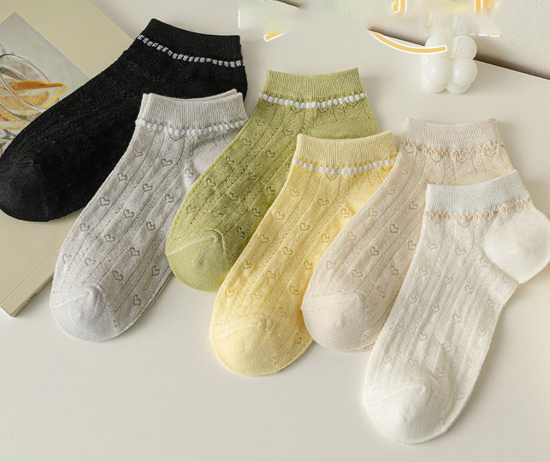 5 Pairs Of Socks For Children, Summer Thin Mesh Breathable Short Tube Boat Socks, Solid Color Socks