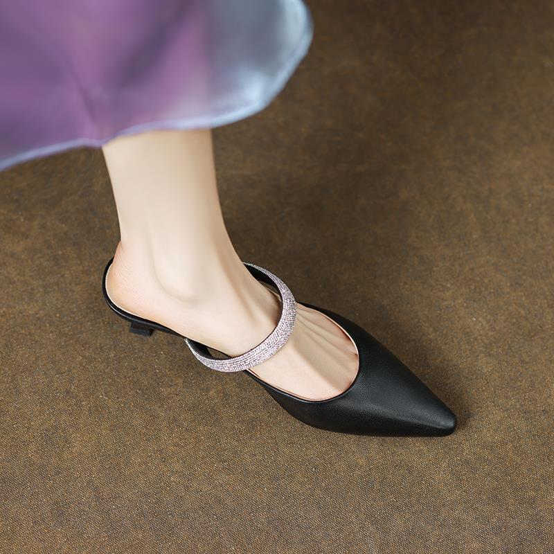 Stylish Stiletto Heels With Rhinestone Detailing And A Closed Toe