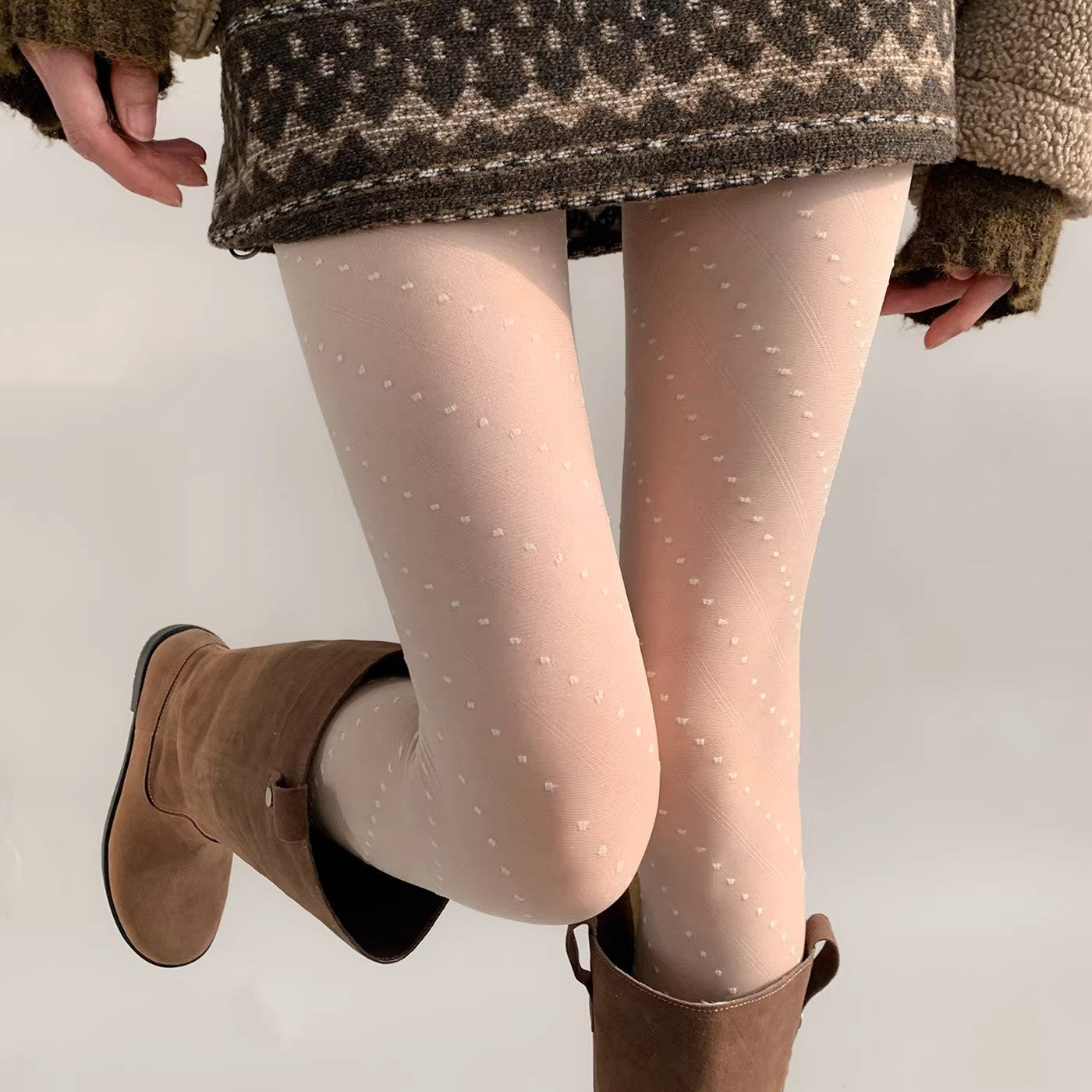 Thin Twill Polka Dot Leggings With Stockings And Pantyhose