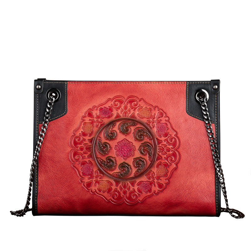Large-Capacity ShoulderCrossbody Top-Grain Leather Tote Bag