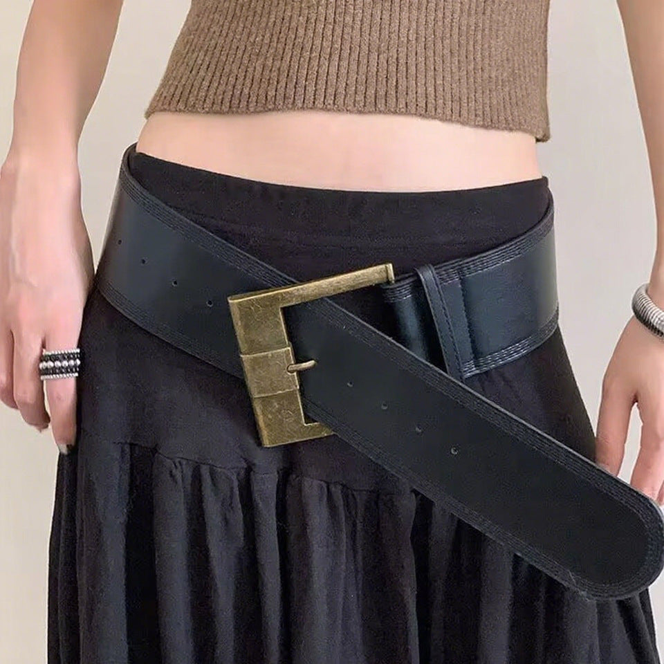 Retro Womens Figure-flattering Outfit With A Skirt And A Spicy-style Belt