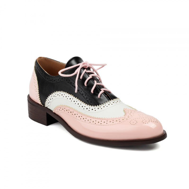 Color-block Laced Brogue Deep-toe Women's