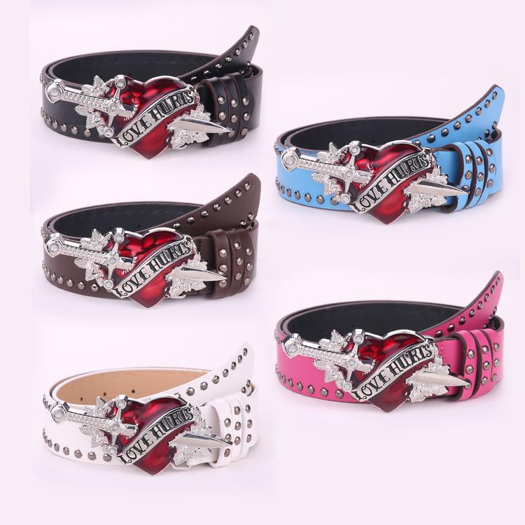 One Sword Piercing The Heart Big Head Belt Buckle Personality Spicy Girl