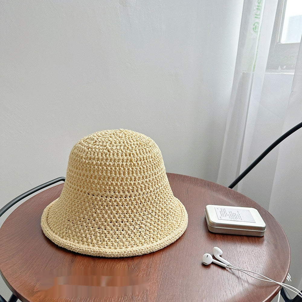 Hollow-out Knitted Bucket Hat For Women