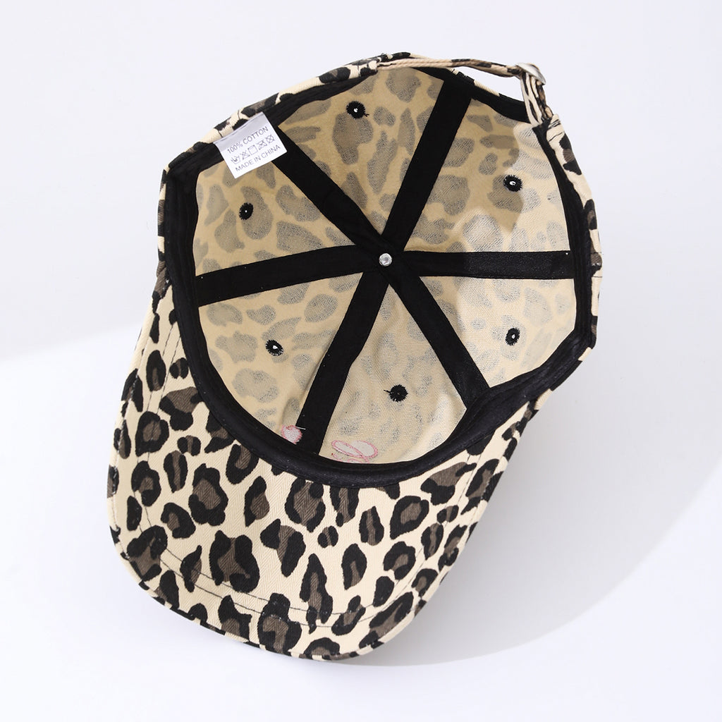 Dot Leopard Print Embroidered English Letters Make Your Face Look Smaller And Are Highly Versatile. This Casual Baseball Cap Is Suitable For Outdoor Shopping And Sports Activities.