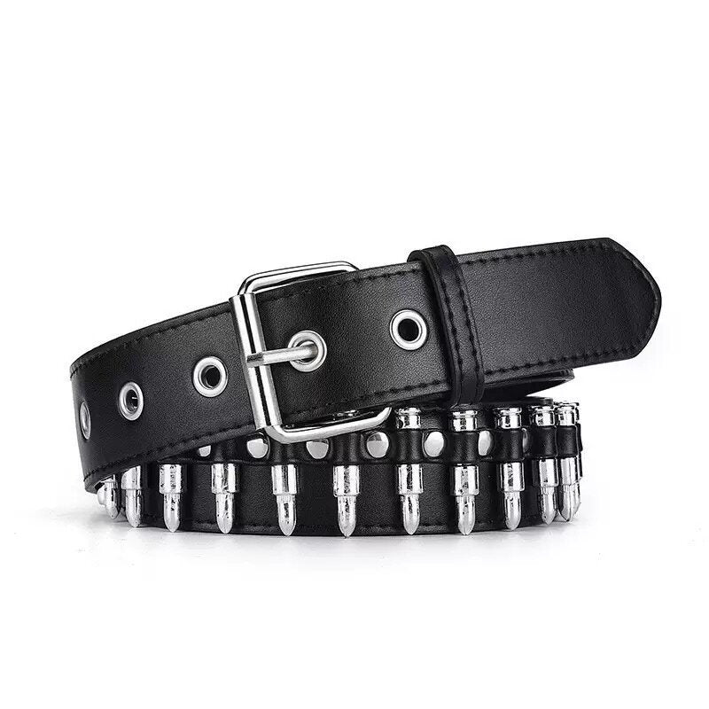 Rivet Belt Black Spicy Girl Style Punk-inspired Versatile