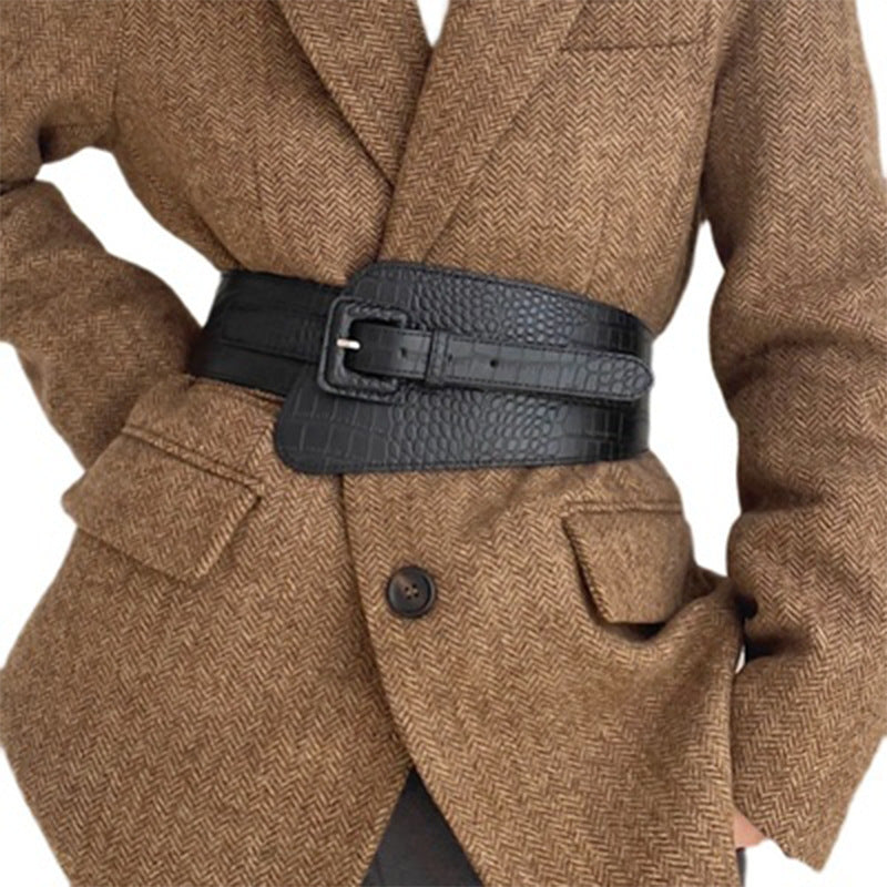 Extra Wide Women's Elastic Waist Seal Overcoat Skirt Belt
