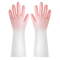 Dishwashing Gloves In Translucent White Made From Cleaning-grade Rubber With A Non-slip Design