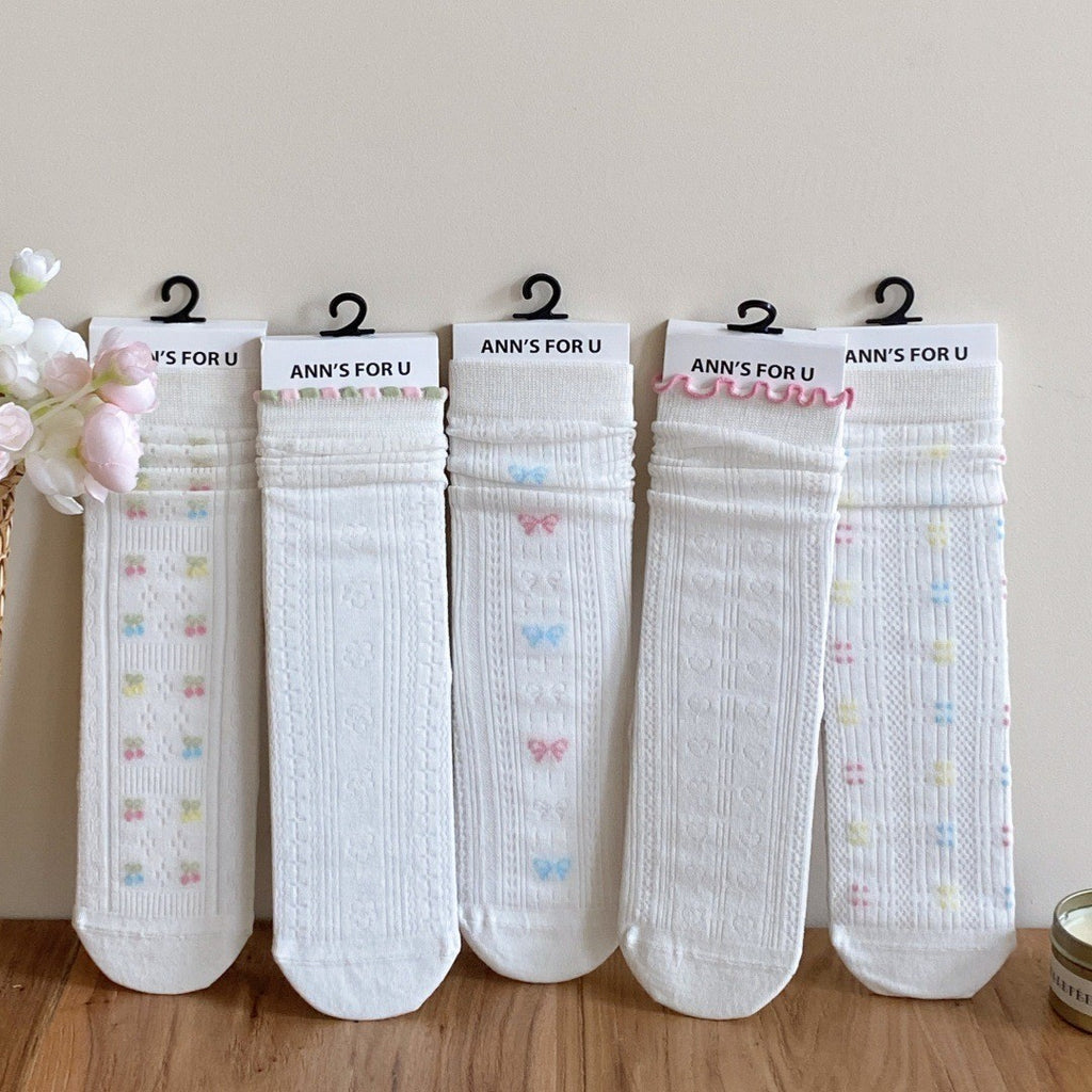 Boneless Socks Children's Forest Sweet Wind Lightweight Hollow Mesh Soft And Versatile Middle Tube Stacked Socks