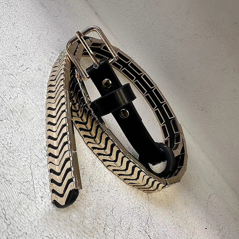 Personalized Metal And Genuine Leather Belt Versatile For Women