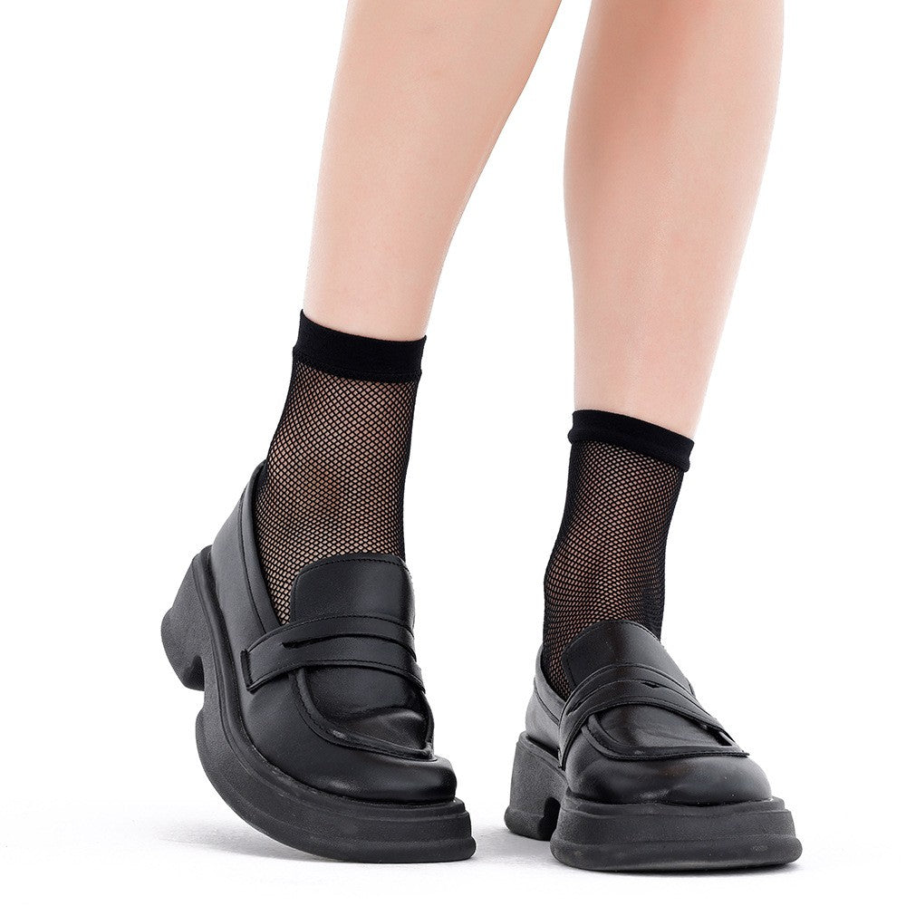 3pairs Solid Color Calf Socks For Women In Summer, Thin And Airy Short Socks