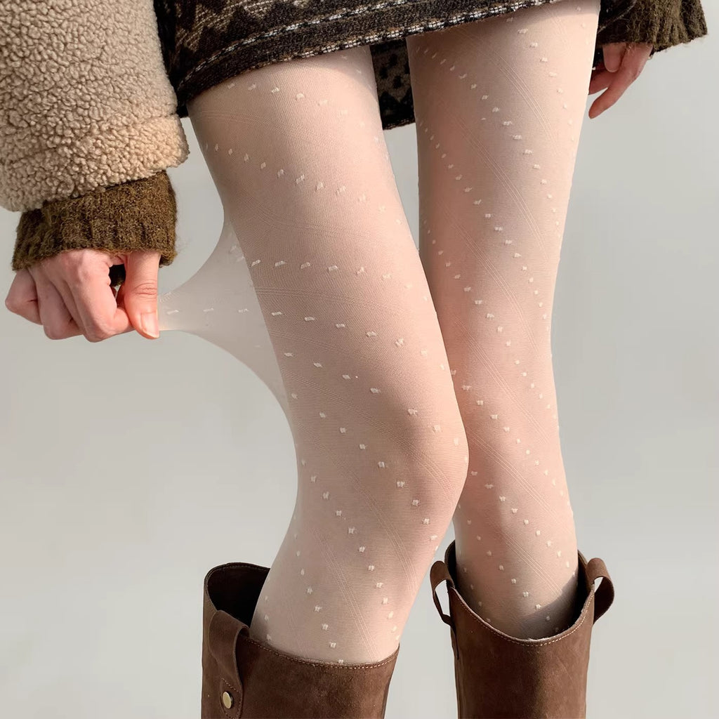 Thin Twill Polka Dot Leggings With Stockings And Pantyhose