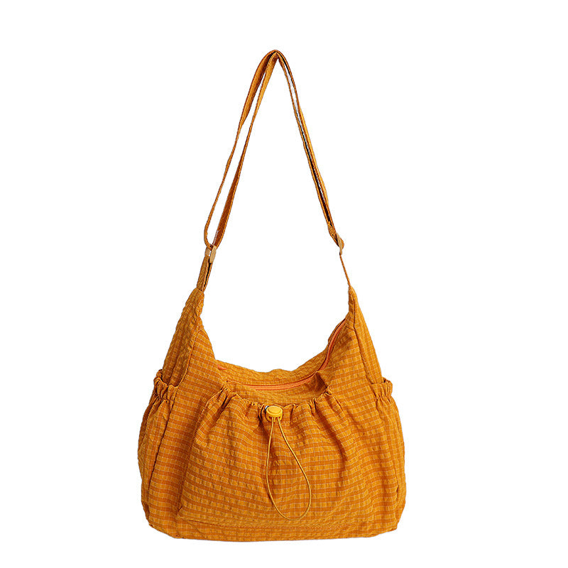 Designer-style Plaid Drawstring Bag With Hanging Buckle Cheerful Vibe Can Be Worn As A Shoulder Bag Or Crossbody Bag