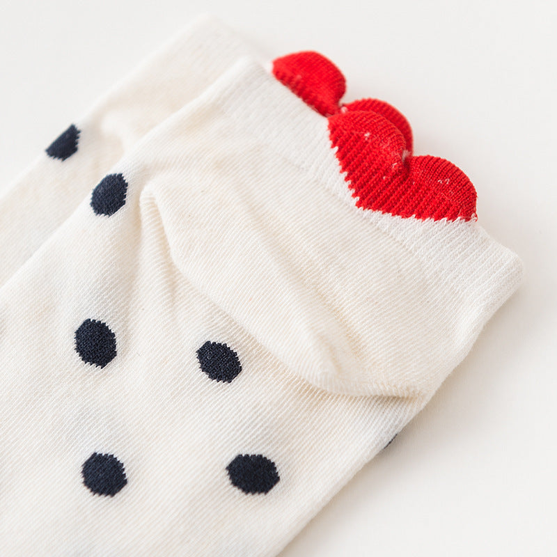 Cute 3D Heart Heel Ankle Socks, Nautical Star Stripe & Polka Dot Short Socks, Women's Casual Sweet Low-Cut Socks For Daily Wear