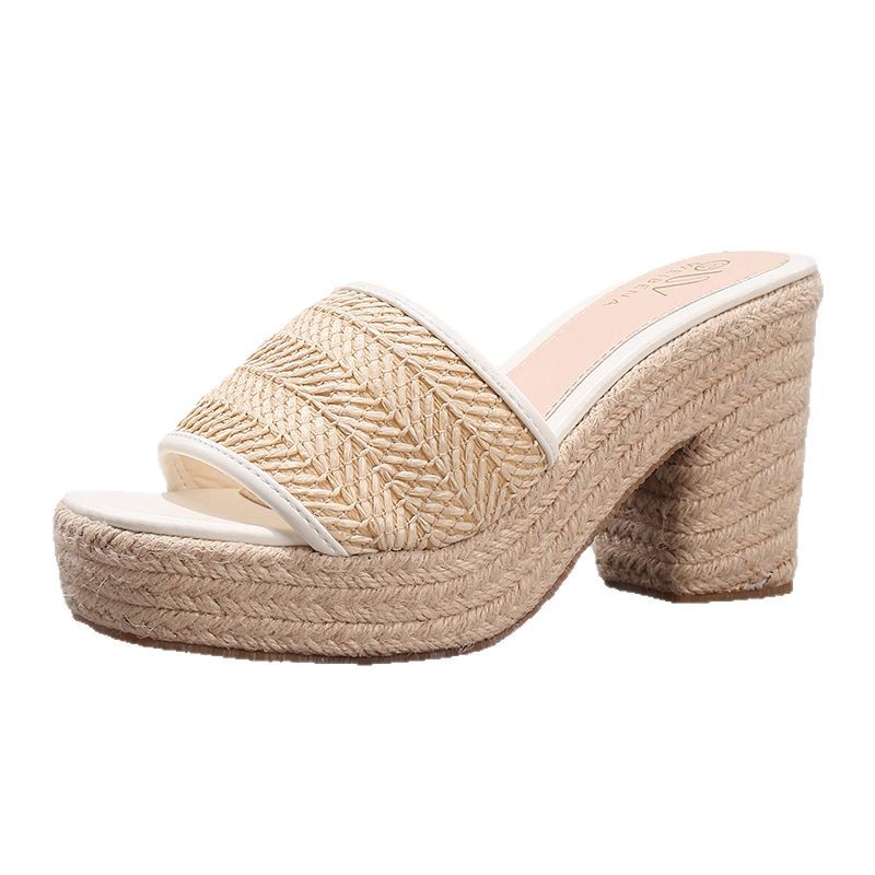 Hemp-rope Wedge Espadrilles With A Strappy High Heel