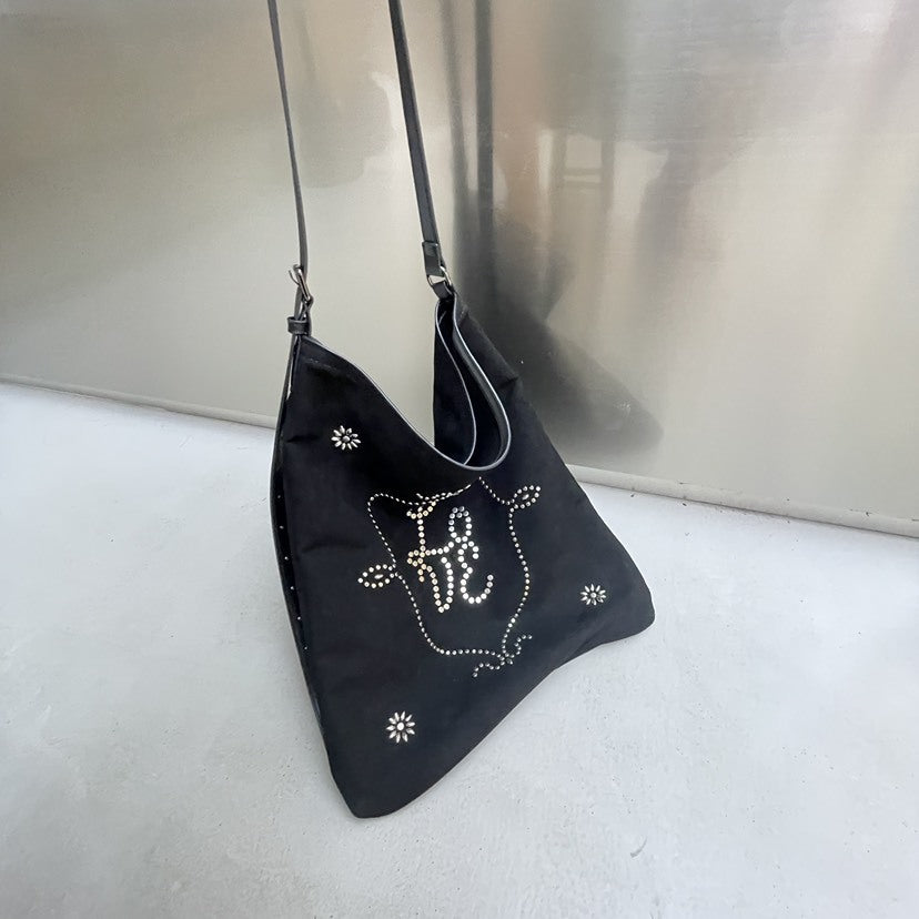 Retro Suede Matte Rivet Large-Capacity Tote Bag