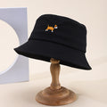Single-color Embroidered Puppy Adjustable Fashionable And Simple Style Wide-brimmed Sun Hat For Fishermen Suitable For Daily Outings And Traveling