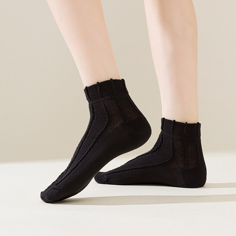 Socks Women's Spring Summer Thin Cotton Socks Mesh Girls' Boat Socks Breathable Short Socks Summer Casual Japanese Versatile Short Socks