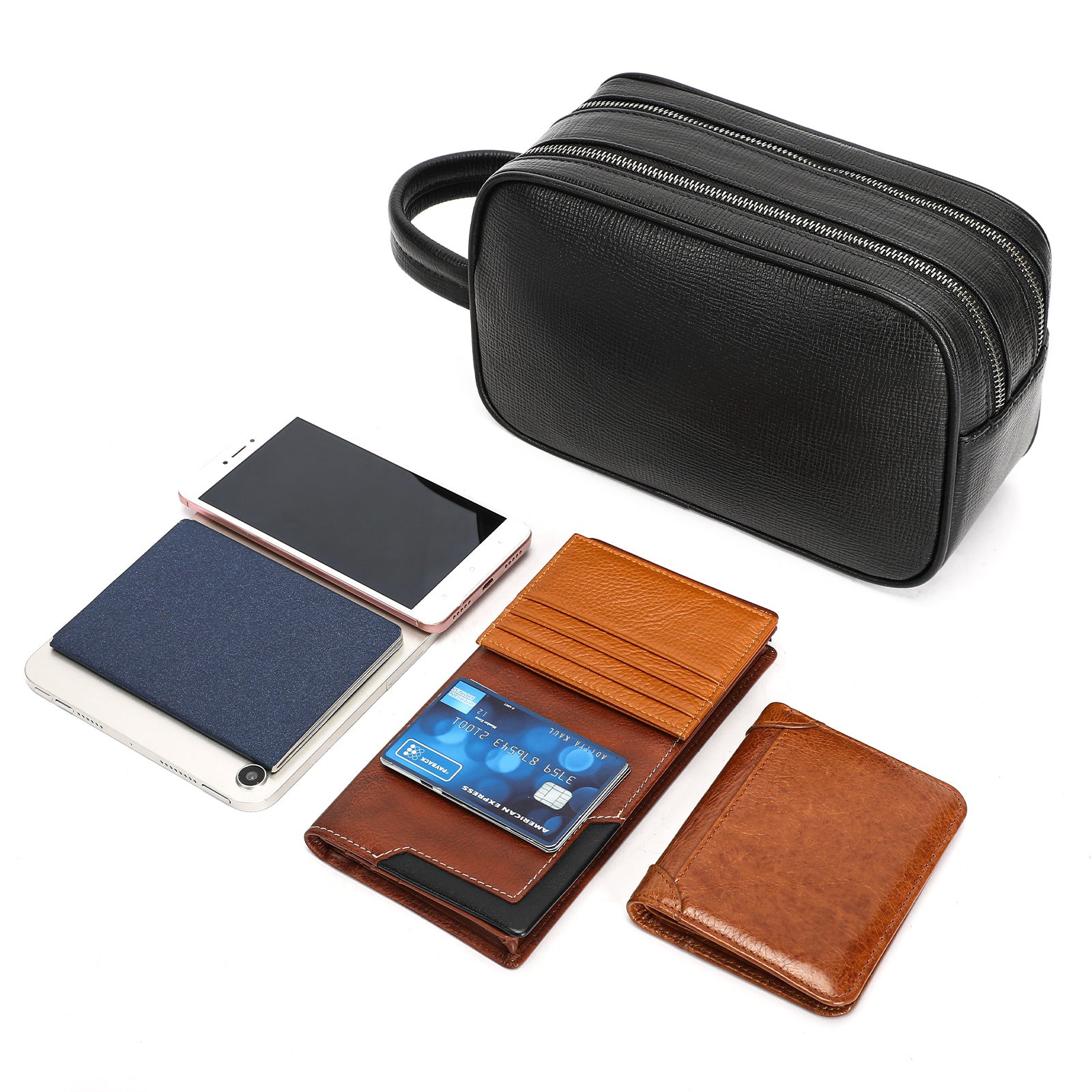 Men's Genuine Leather Business Clutch Bag Full-Grain Cowhide