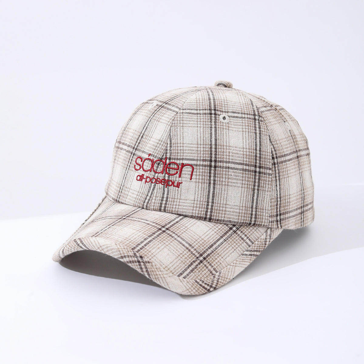 Striped Checkered Embroidered Letter Simple And Fashionable Baseball Cap Suitable For Daily Outdoor Outings And Travels