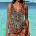 Bikini Beach Print Suspender Swimsuit Suit