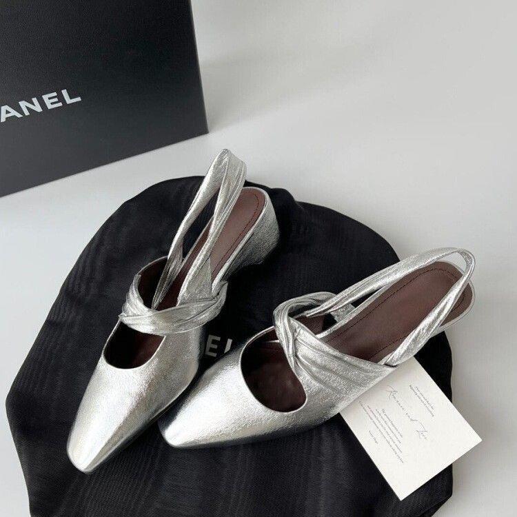 Back Hollow Chunky Heel Shallow-Vamp Retro Square-Toe Pumps