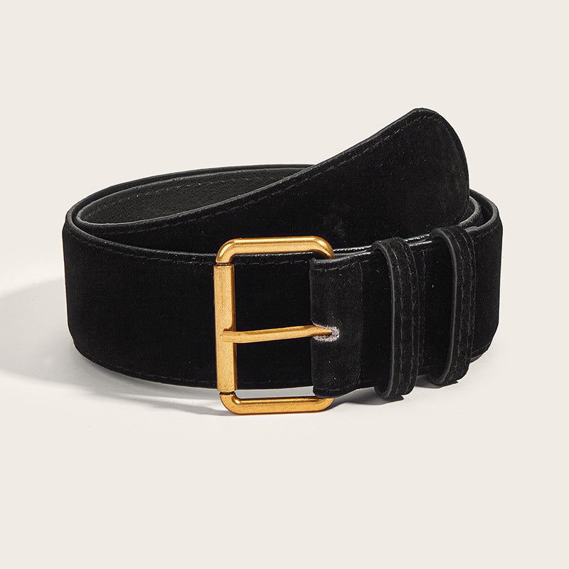 Womens Wide Suede High-end Minimalist Versatile Belt