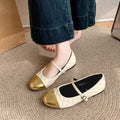 French Style Small Fragrance Color Blocked Round Toe Mary Jane Shoes For Women, Gentle Matching Skirt With A Single Line And Shallow Mouth Single Shoe