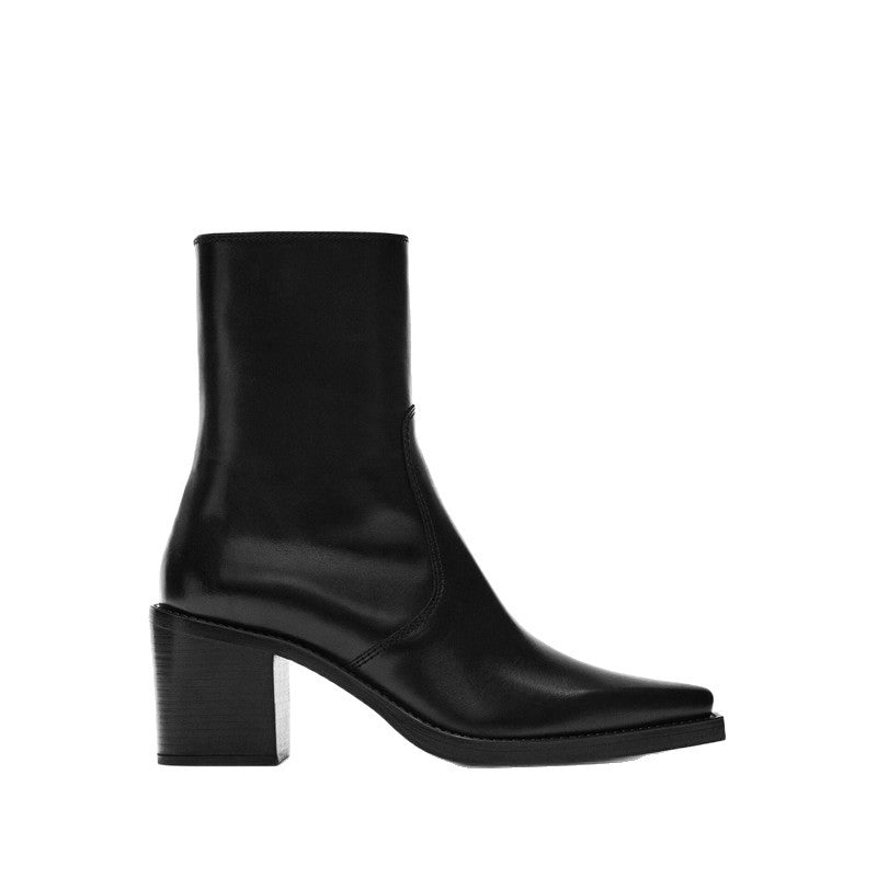 Genuine Leather Pointed-Toe Chunky-Heel Handmade Vintage Womens Boots