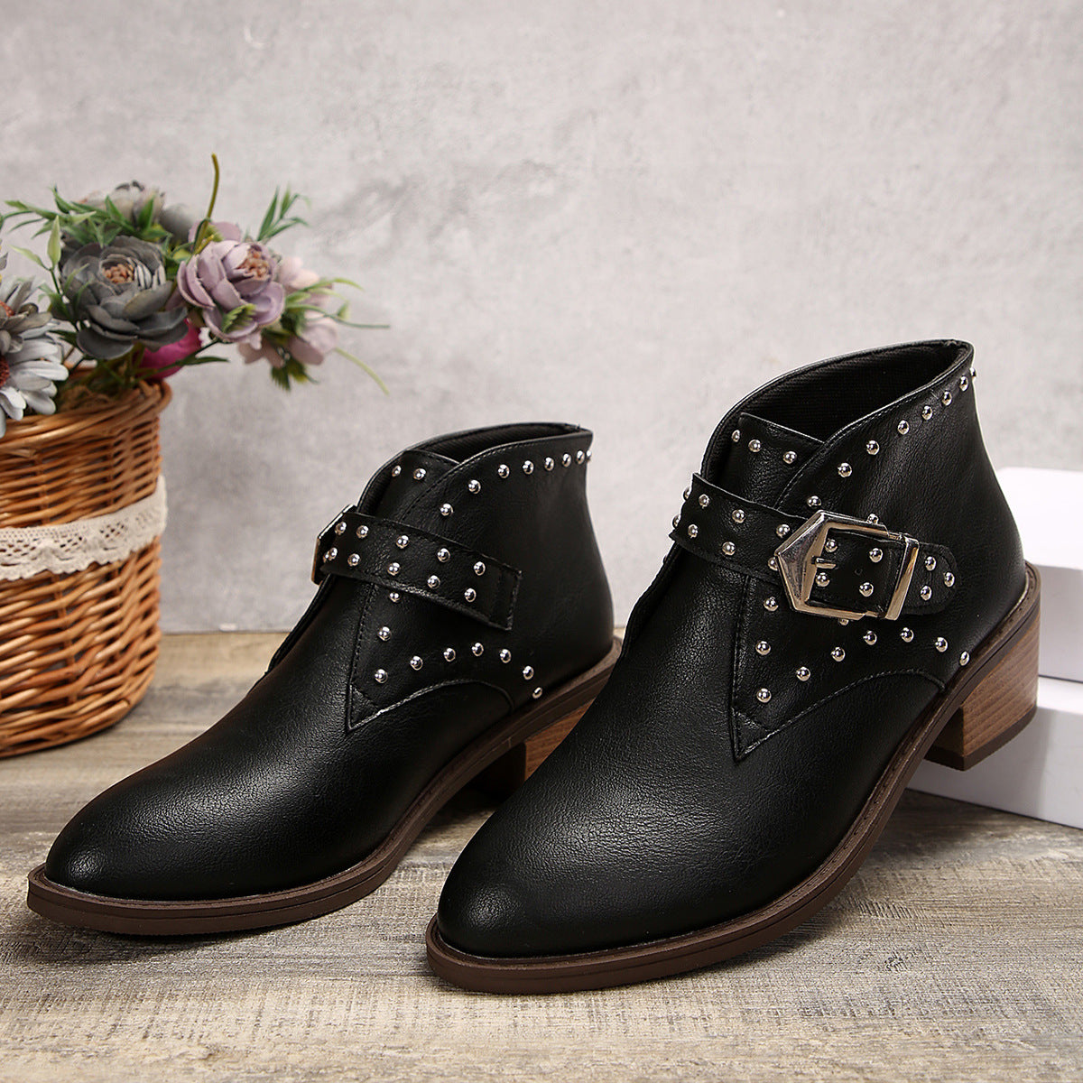 Mid-heel Boots Winter Pointed Toe Shafted