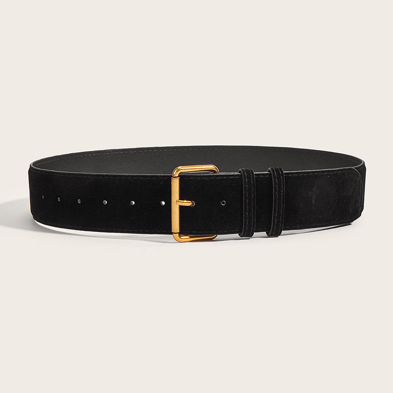 Womens Wide Suede High-end Minimalist Versatile Belt
