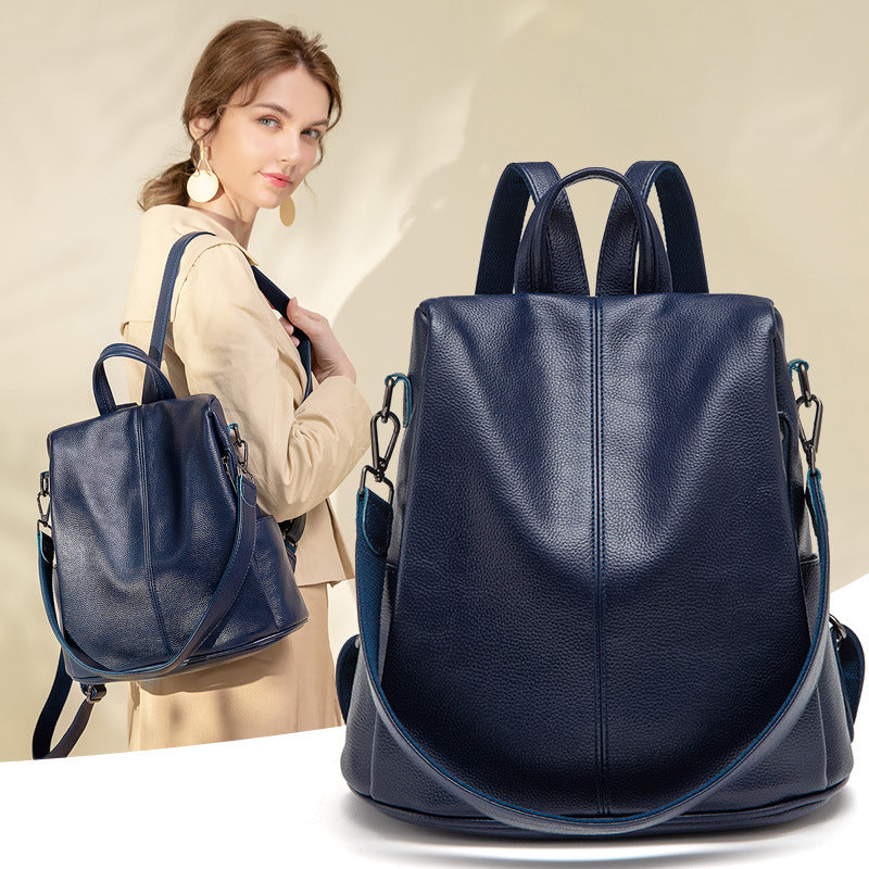 Versatile Large-Capacity Anti-Theft Bag Soft Leather Backpack