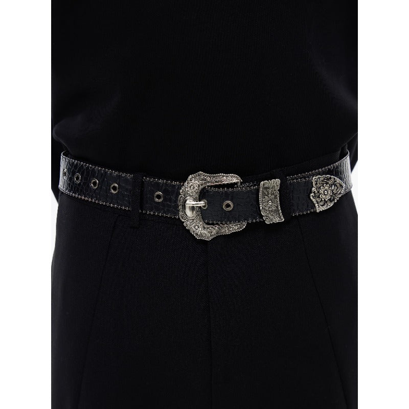 American Y2K Retro Carved Crocodile-pattern Belt