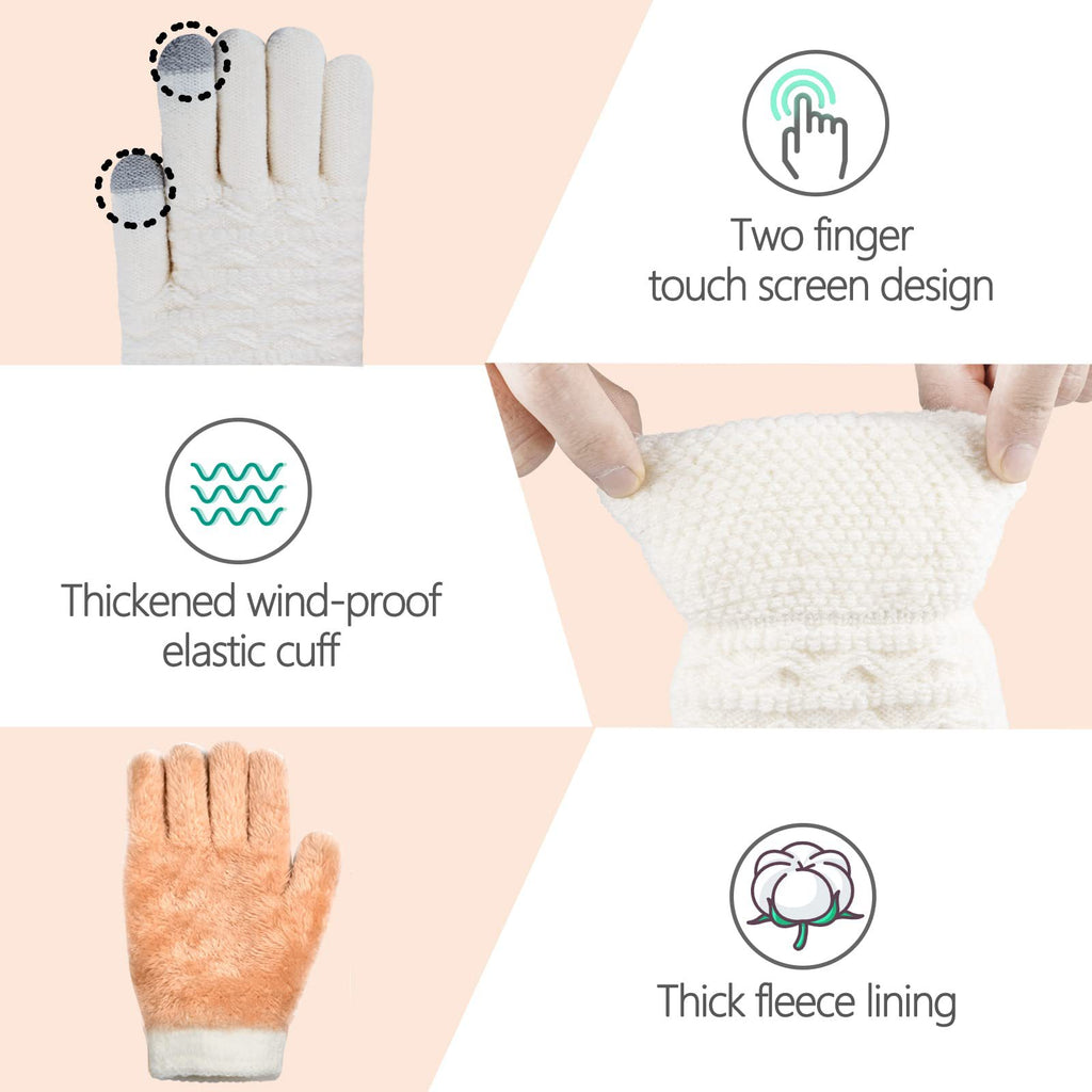 Women's Wave Patterned Double-layer Velvet Thickened Knitted Gloves