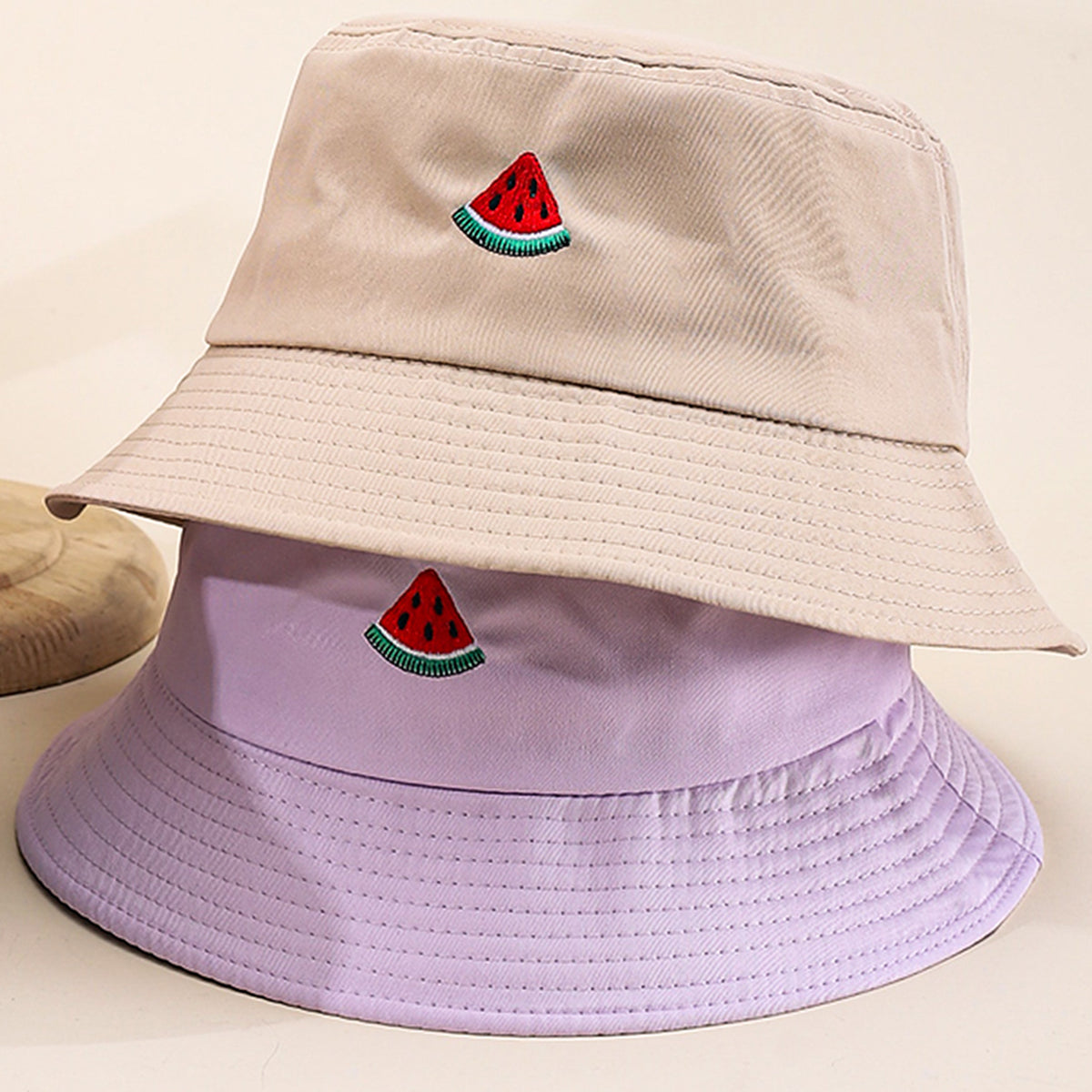The Lady's Cute Watermelon Embroidery Pattern Fashion Casual Style Fisherman Hat Is Suitable For Outdoor Sun Protection, Outings, Shopping, Mountain Climbing And Hiking.