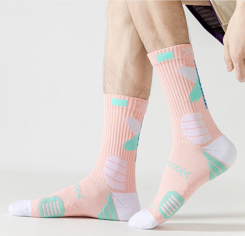 Sports Socks Men's Medium Socks Practical Professional Running Basketball Socks High Top Long Socks
