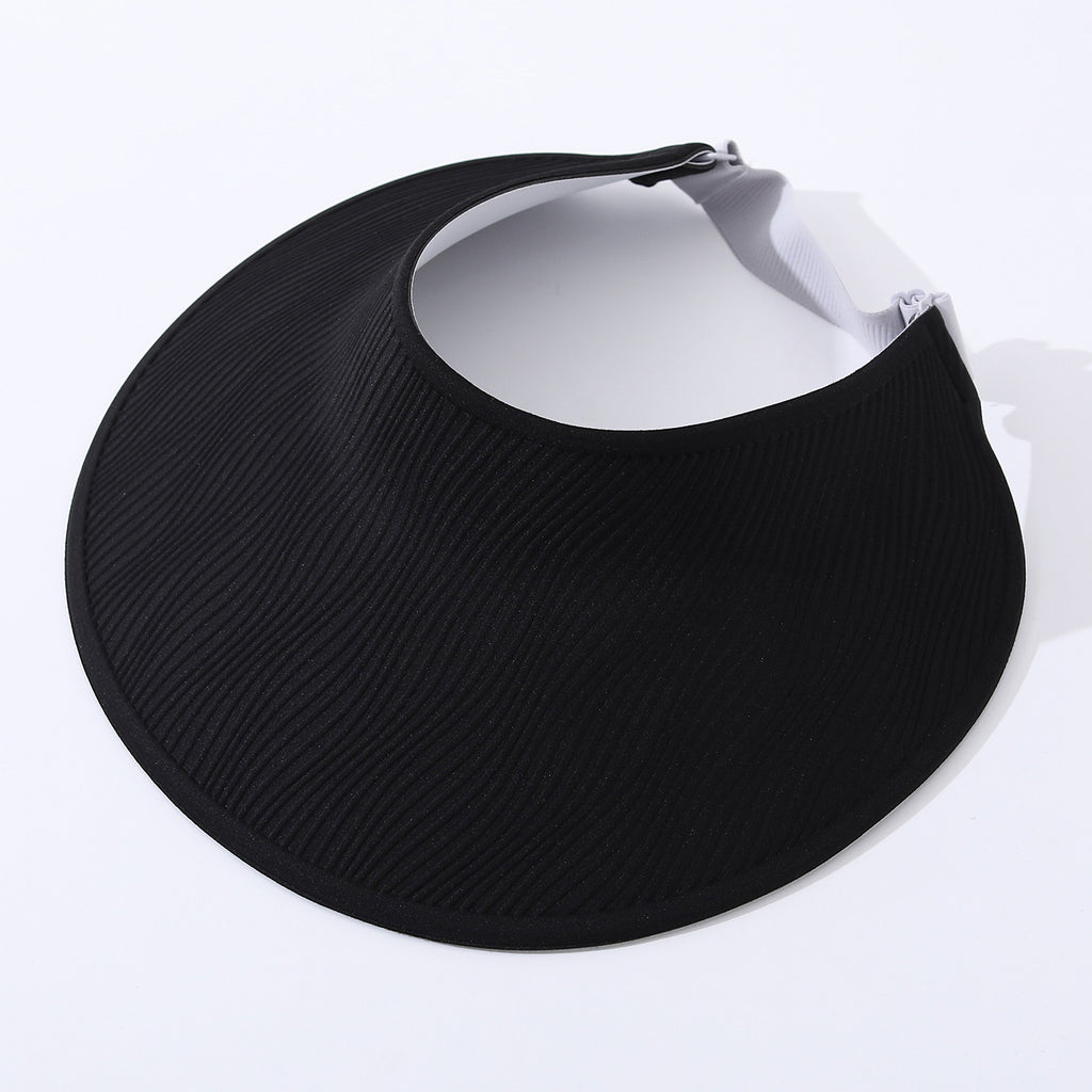 Simple Open-top Wave-pattern Indentation Adjustable Wide-brim Sun Hat For Summer Outdoor Activities, Breathable Open-top Hat