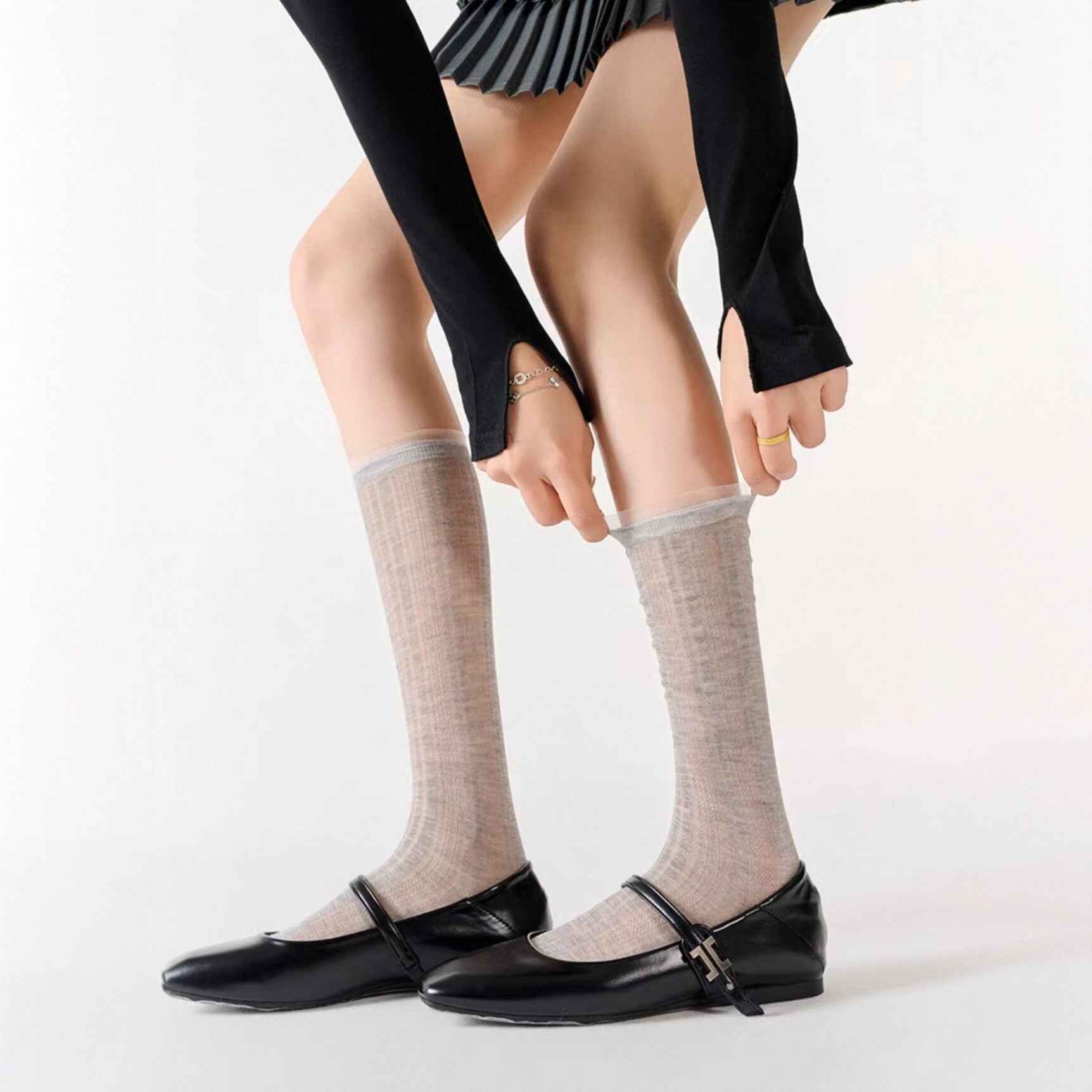 Ballet Style Calf Socks For Children In Spring And Summer, Thin, Breathable, Boneless Stacking Socks
