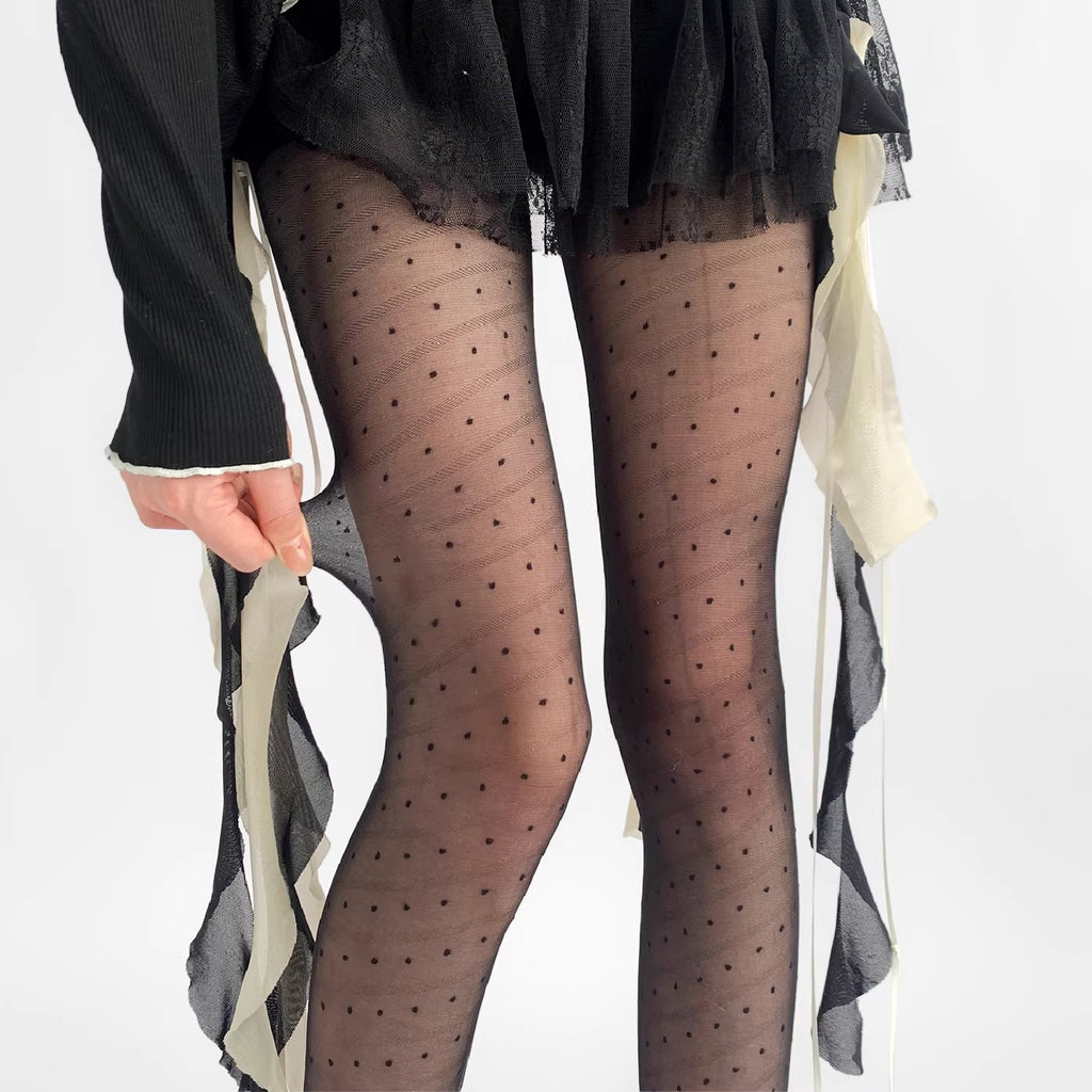 Thin Twill Polka Dot Leggings With Stockings And Pantyhose