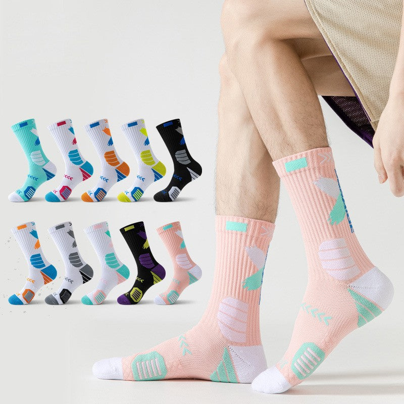 Sports Socks Men's Medium Socks Practical Professional Running Basketball Socks High Top Long Socks