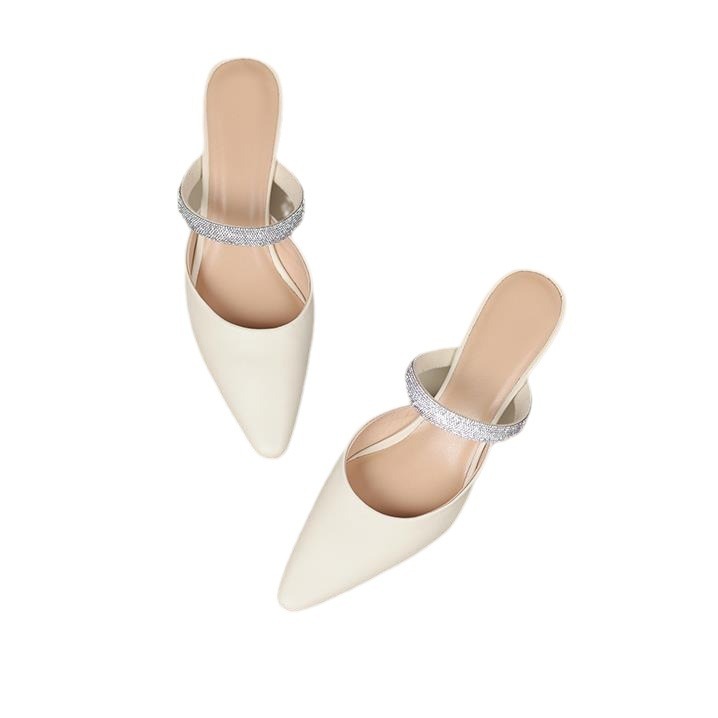 Stylish Stiletto Heels With Rhinestone Detailing And A Closed Toe